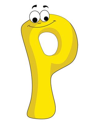 P cartoon letter isolated on white background