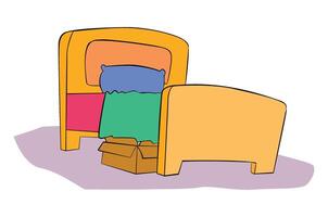 A bed with pillows and a box under it vector