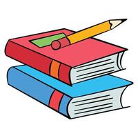 A pair of books and a pencil vector