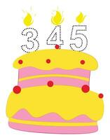 Birthday cake with number isolated on white background vector