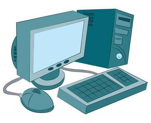 Old style computer desktop illustration