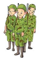 A group of soldiers standing with guns in hands vector