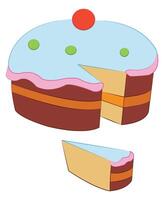 A piece of cake with cherry on the top isolated on white background vector