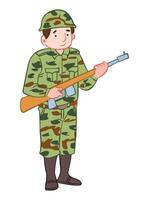 A brave soldier carrying gun in his hand and wearing army uniform vector