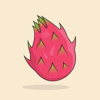 Dark red ripe dragon fruit flat illustration on isolated background vector