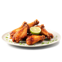 Chicken wings whole and uncooked with jerk seasoning and lime juice exploding in a Caribbe png