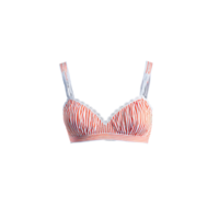 Striped Coral Bralette A bold coral and white striped bralette with a V neckline and a crisscross png