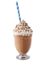 Milo Dinosaur Milkshake Tall glass with ice cream milk and Milo powder blended and topped png