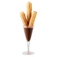 Churros with cinnamon sugar and chocolate dipping sauce swirling Food and culinary concept png