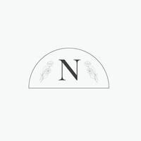 N letter logo with a creative floral concept for company business beauty real estate premium vector