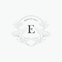 E letter logo with a creative floral concept for company business beauty real estate premium vector