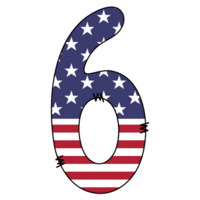 numero sei con americano bandiera dipinto su esso png