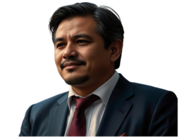 A confident middle-aged man dressed in a suit and tie. png
