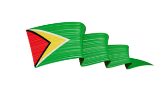 3d Flagge von Guyana Land, 3d wellig glänzend Band, 3d Illustration png