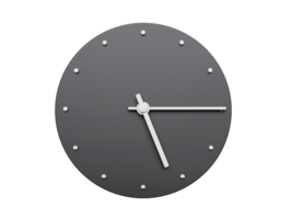 Simple clock gray quarter past Five Modern Minimal Clock. 3D illustration png