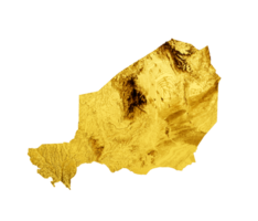 Niger Map Golden metal Color Height map 3d illustration png