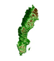 Suède topographique carte 3d réaliste carte Couleur 3d illustration png