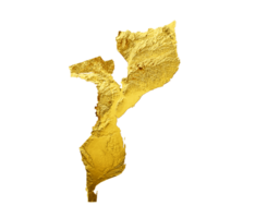 Mozambique Map Golden metal Color Height map 3d illustration png