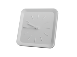 3d Simple White Square Wall Clock Nine Forty Five Quarter To 10 3d illustration png