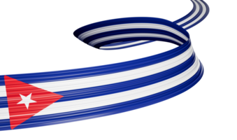 Cuba or Cuban flag wavy abstract ribbon . 3d illustration. png