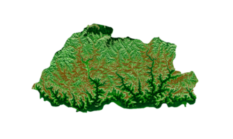 bhutan topografische karte 3d realistische kartenfarbe 3d illustration png