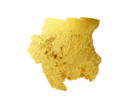 Suriname kaart gouden metaal kleur hoogte kaart 3d illustratie png
