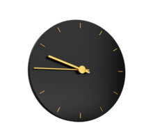 Premium Gold Clock icon isolated quarter to ten on black icon. nine forty five o'clock Time icon 3d illustration png