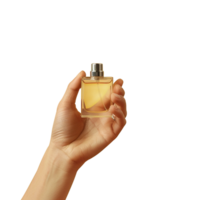 mano participación perfume aislado en transparente antecedentes png