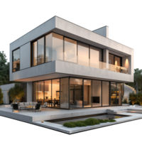 modern house isolated on transparent background png