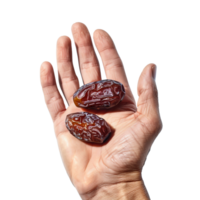 A hand holding dates isolated on transparent background, Ai png