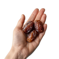 A hand holding dates isolated on transparent background, Ai png
