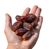 A hand holding dates isolated on transparent background, Ai png