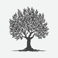 Print Majestic Olive Tree Silhouette, A Timeless Symbol of Nature's Elegance vector