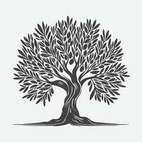 Print Majestic Olive Tree Silhouette, A Timeless Symbol of Nature's Elegance vector