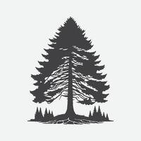 Print Enchanting Hemlock Tree Silhouette, A Majestic Blend of Nature's Artistry vector