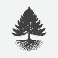 Print Majestic Larch Tree Silhouette, A Serene Nature's Masterpiece vector