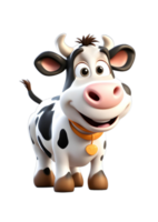 Cute Cartoon Cow Character in 3d png