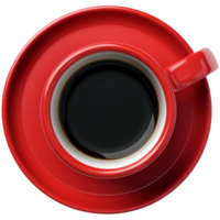 Cup of black coffee from above, transparent background png