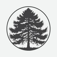 Print Majestic Larch Tree Silhouette, A Serene Nature's Masterpiece vector