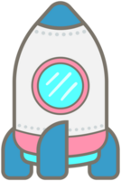 Kid hand drawn cute colorful planet and galaxy system rocket png
