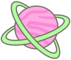 Kid hand drawn cute colorful planet and galaxy system cute sphere png