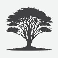 Print Majestic Cypress Tree Silhouette, A Stunning Natural Masterpiece vector