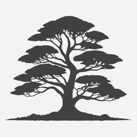 Print Majestic Juniper Tree Silhouette, Capturing Nature's Timeless Beauty vector