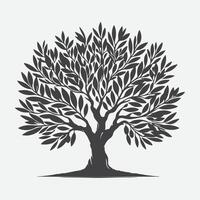 Print Majestic Olive Tree Silhouette, A Timeless Symbol of Nature's Elegance vector