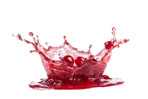 Close up of red juice splashing isolated on transparent background png