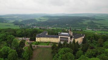Aerial east north view of chateau Zbiroh in Czechia video