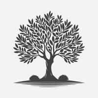 Print Majestic Olive Tree Silhouette, A Timeless Symbol of Nature's Elegance vector