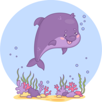 Cute funny dolphin png