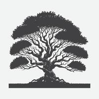 Majestic Myrtle Tree Silhouette, A Timeless Symbol of Elegance and Serenity vector