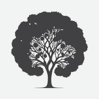 Print Enchanting Mimosa Tree Silhouette, A Perfect Blend of Elegance and Serenity vector